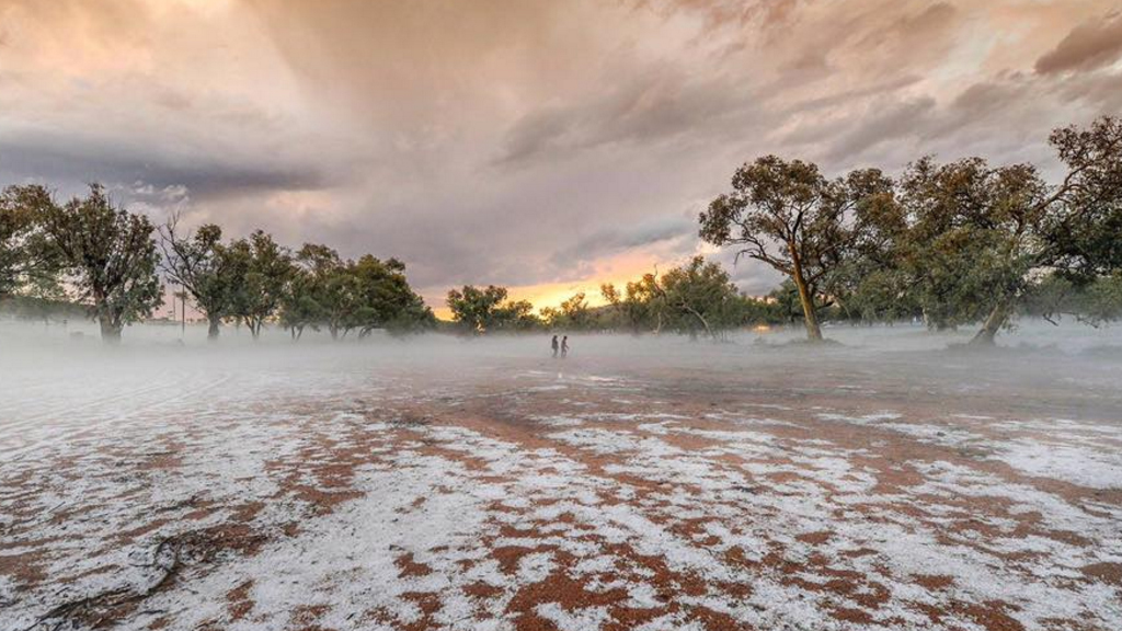 Alice Springs hail Freak storms blanket Australia