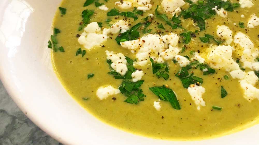 Broccoli soup with crumbed feta 9Kitchen
