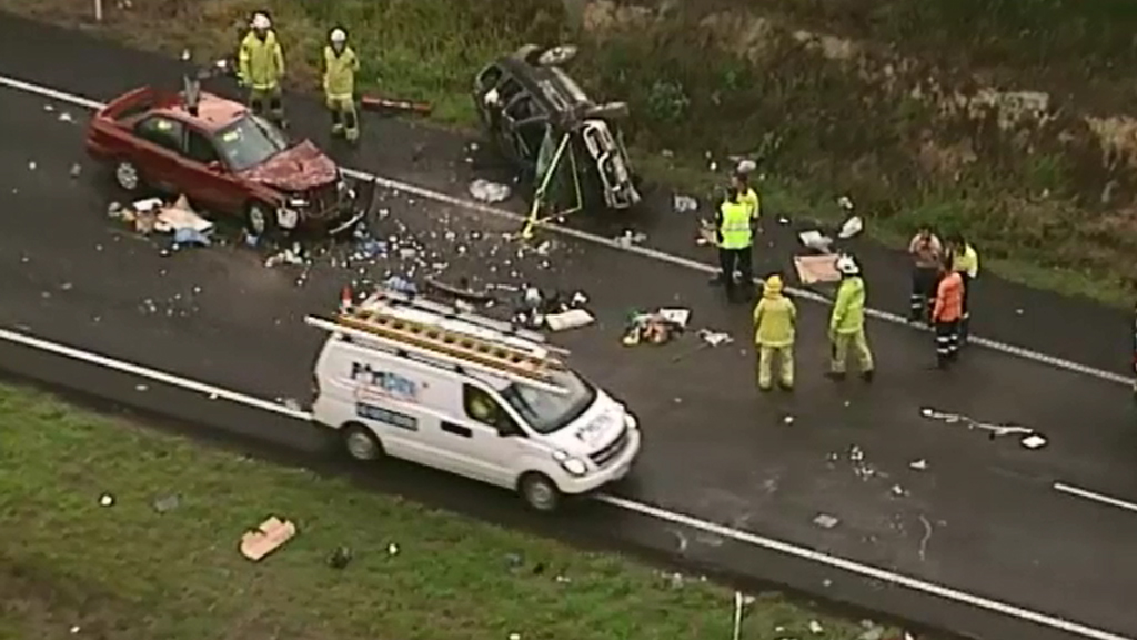 Three-car crash causes delays on Bruce Highway near Caboolture - 9news.com.au
