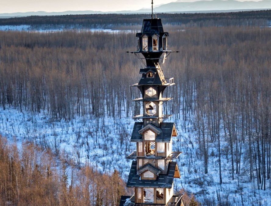This tower house looks like it's straight out of Dr. Seuss