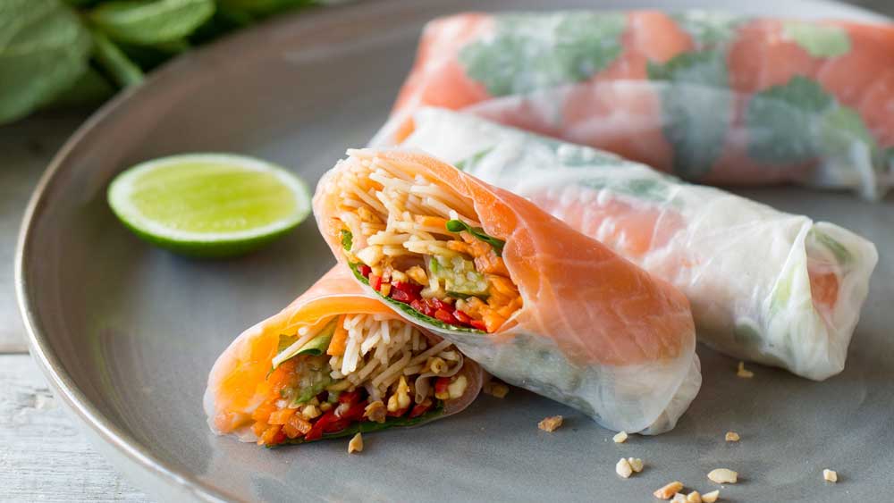 Vietnamese cold smoked salmon rice paper rolls 9Kitchen