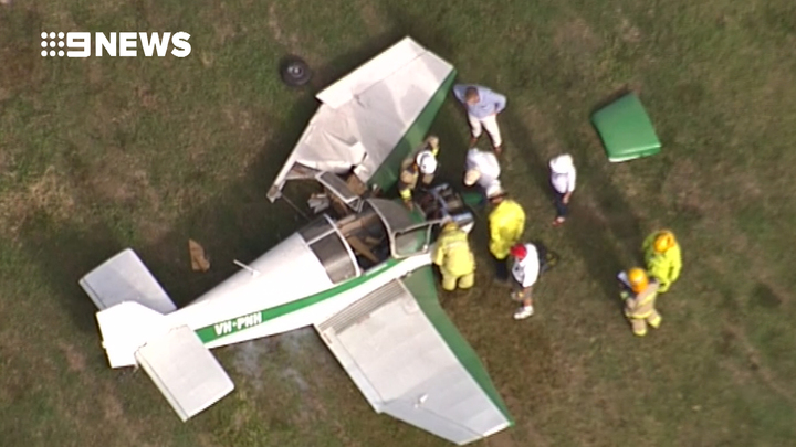 Caboolture Airfield crash: Two people walk away unscathed after incident at Queensland airport - 9news.com.au