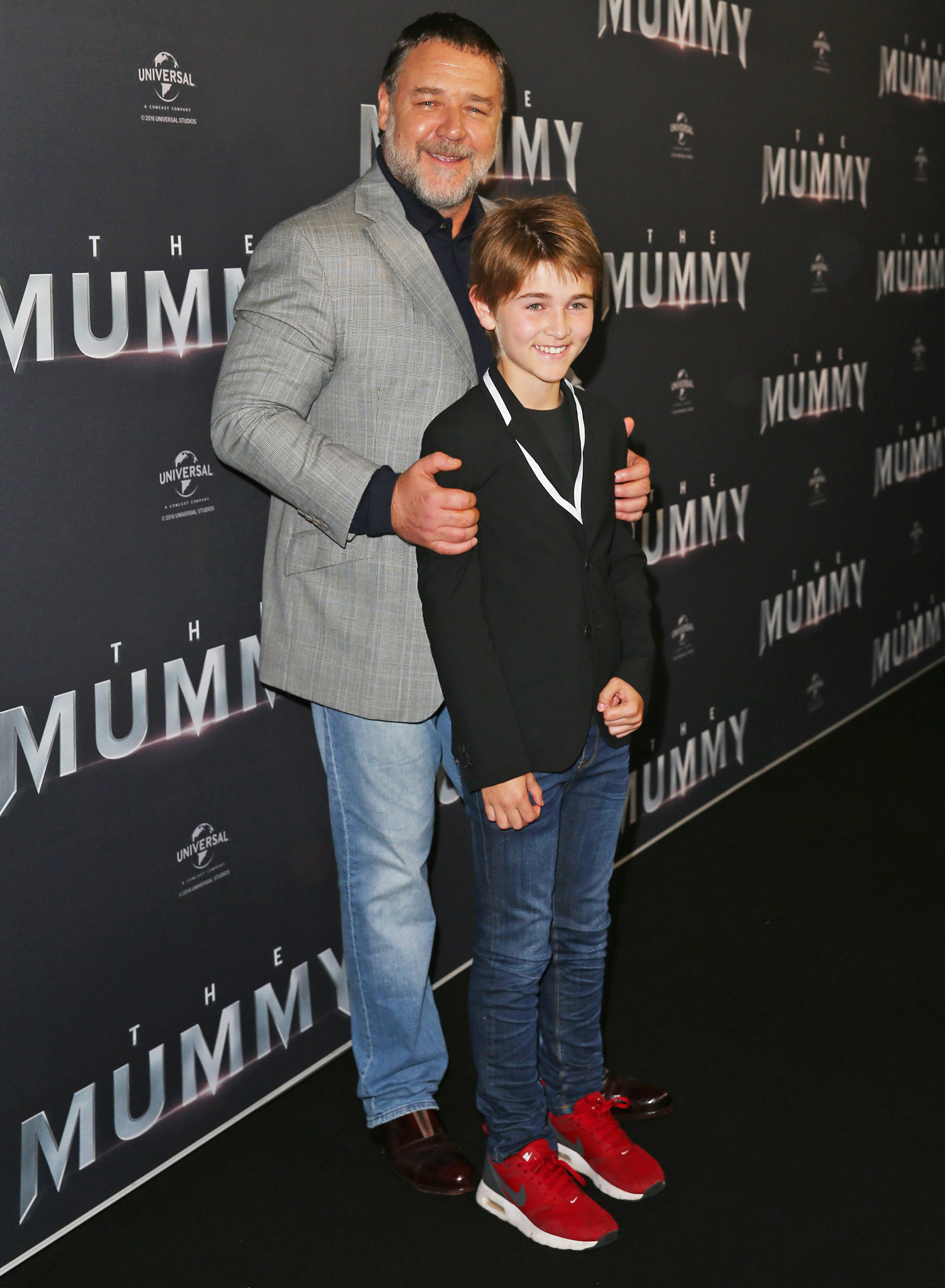 Russell Crowe brings sons Tennyson and Charles to The Mummy's Sydney