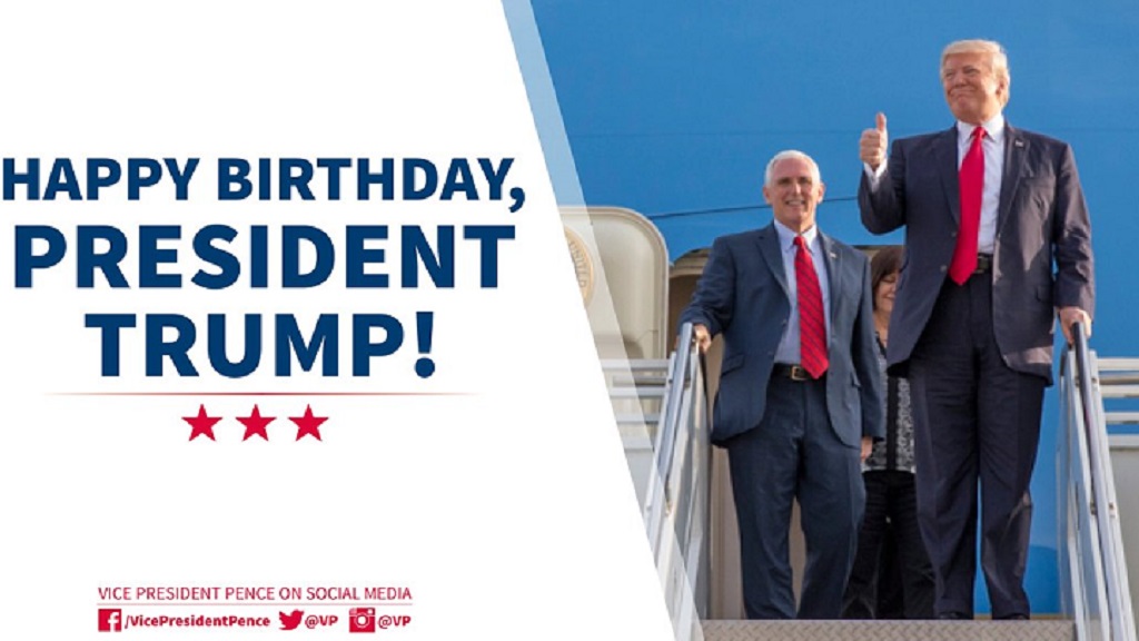 President Donald Trump celebrates his 71st birthday