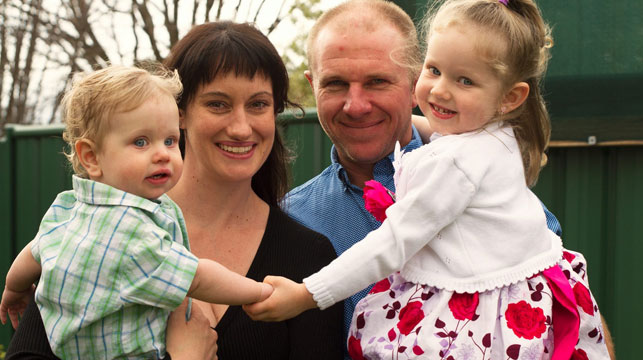 Annabelle with her baby brother William and her parents Kathie and Adam. (Supplied)