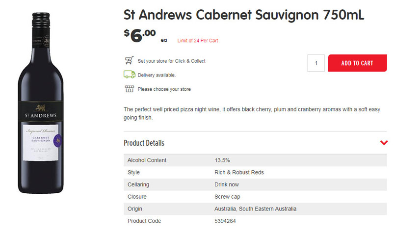 Image result for st andrews cabernet sauvignon coles