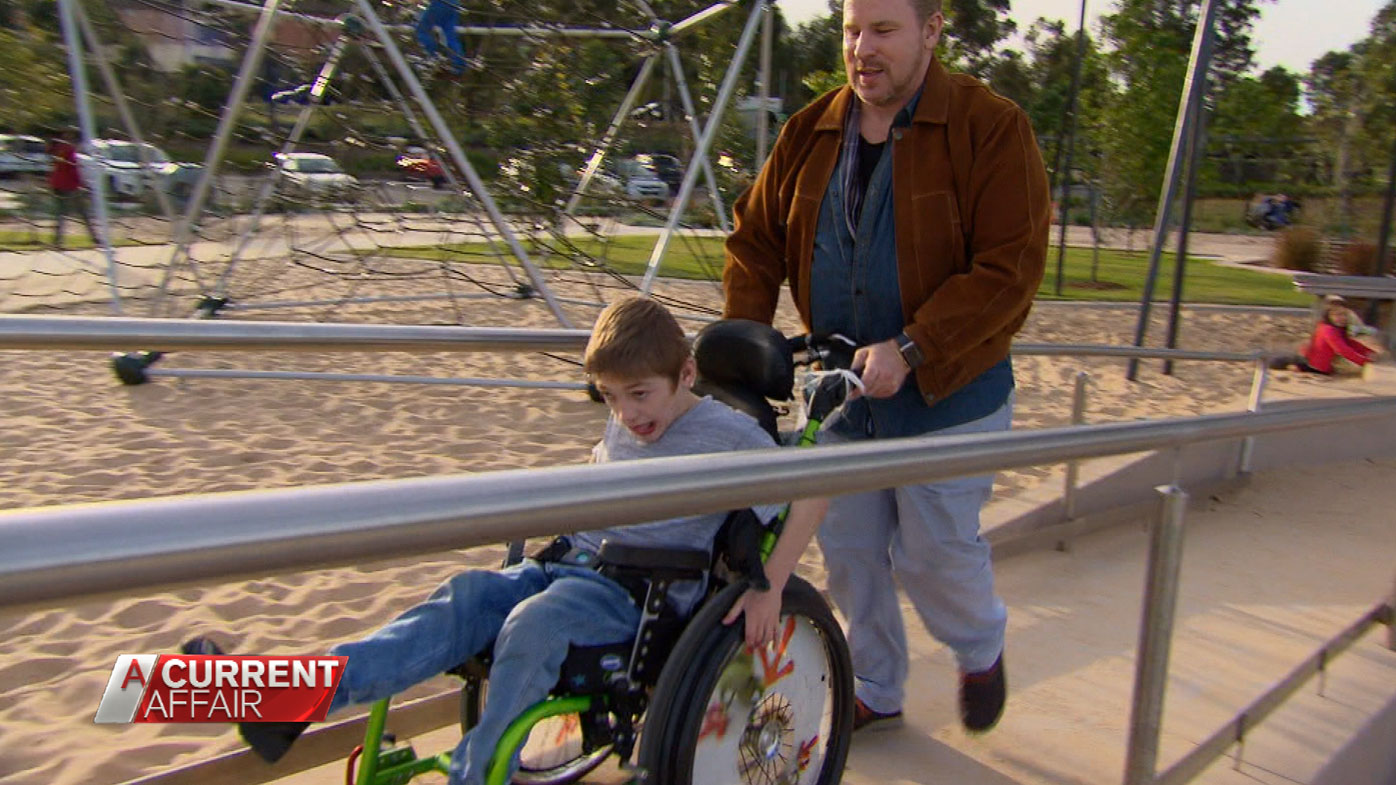 Nathan with his registered nurse Stephen Rees.