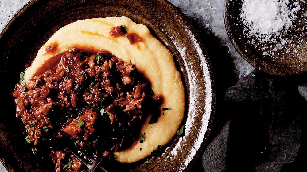 Sticky oxtail stew with creamy polenta 9Kitchen