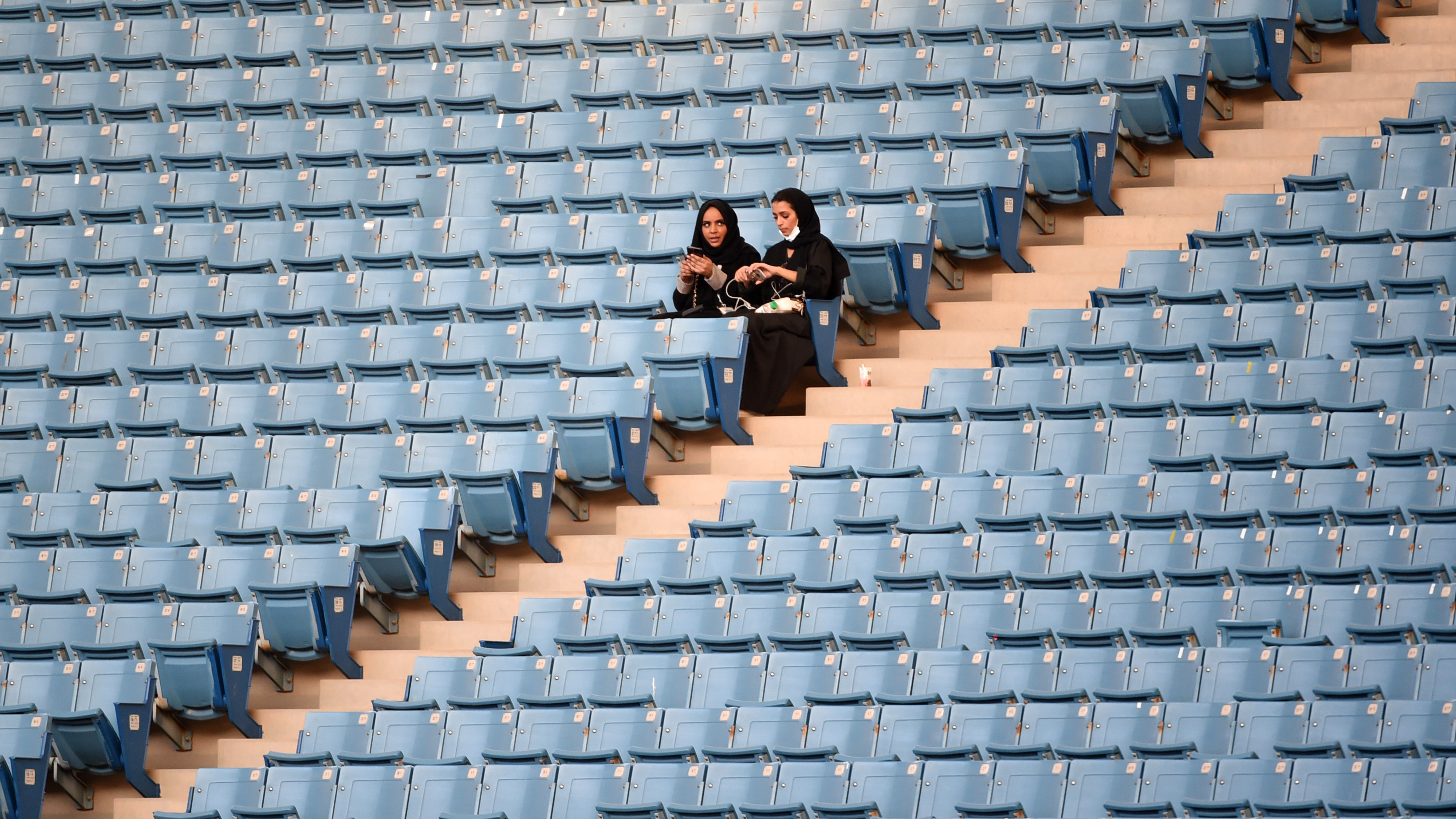 The presence of women at the King Fahd stadium marks a departure from previous celebrations in the Gulf kingdom. (AFP)