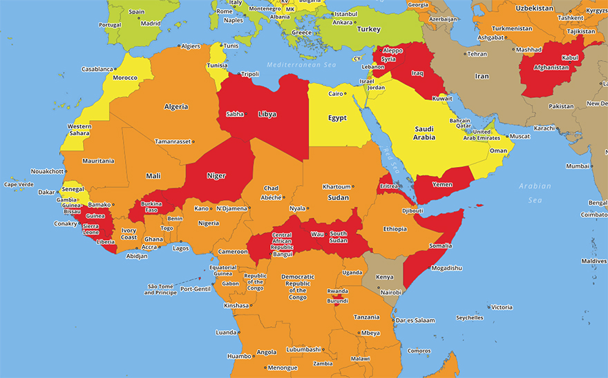 The Most Dangerous Countries Revealed In A Map 9travel