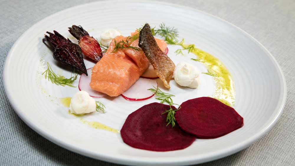 Family Food Fight The Butler's confit ocean trout with beetroot and goat cheese 9Kitchen