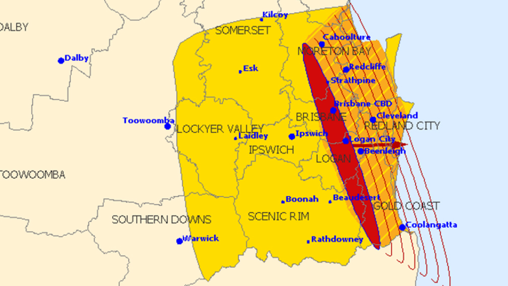 Severe thunderstorm warning for Brisbane and southeast Queensland