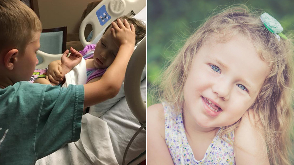 Heartbreaking photo shows boy comforting little sister in final hours battling cancer