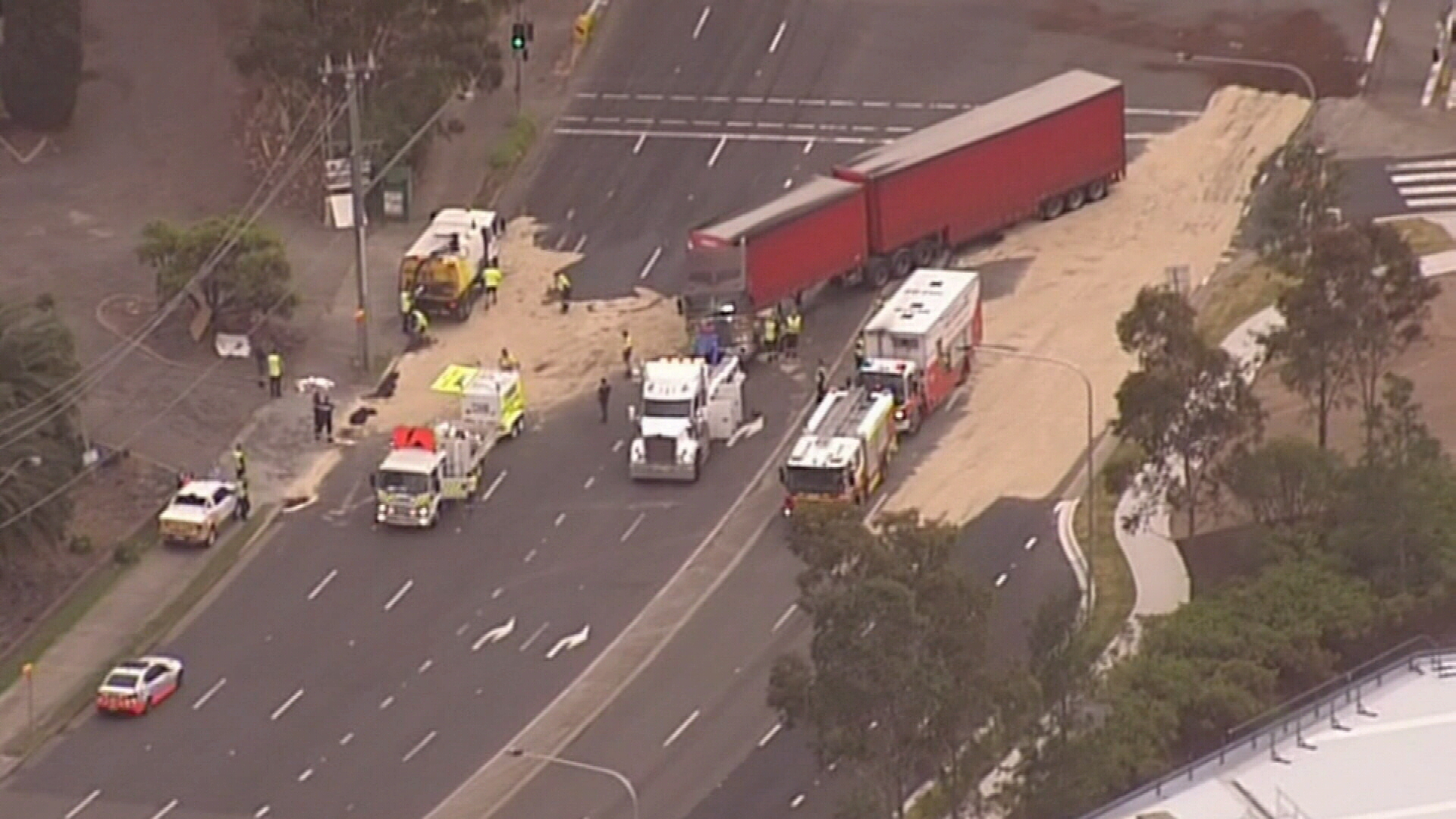 Smithfield Cumberland Highway closed after truck crash spills fuel