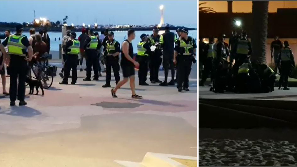 Police enforcing alcohol ban arrest 16 people in beach riot