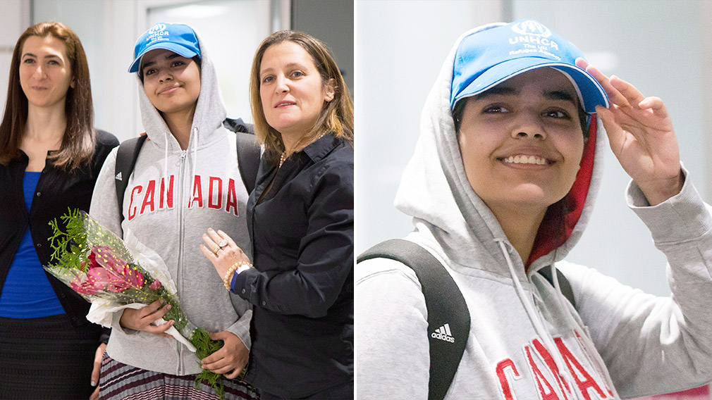 Saudi asylum seeker Rahaf Alqunun arrives in Canada