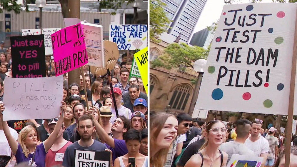 NSW news Pill test protesters flood Sydney's streets to voice support