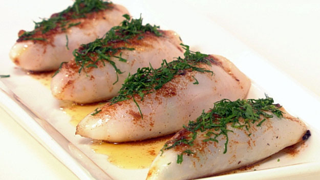 stuffed squid tubes