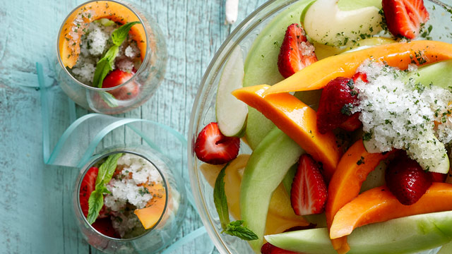 Champagne fruit salad with mint lime granita - 9Kitchen