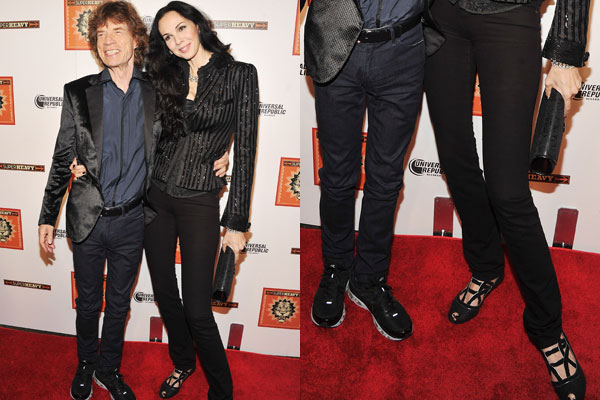 Mick Jagger's super tall girlfriend crouches to match his height on the