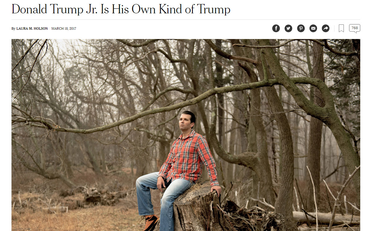 Twitter is trolling Donald Trump Jr for this awkward tree stump photo - 9Pickle