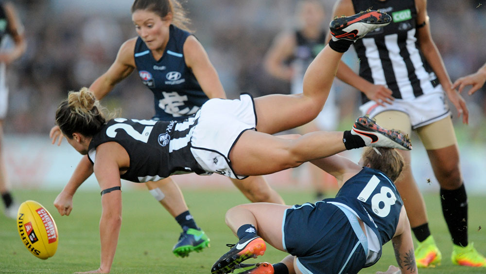 Blues beat Pies in first AFL Women's game Nine Wide World of Sports AFL