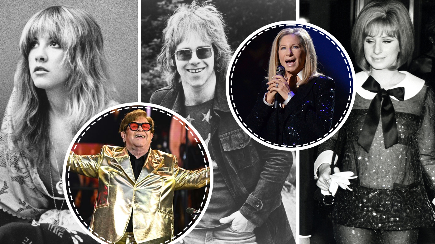 Famous Musicians: Then and Now including Elton John, Stevie Nicks and Barbra Streisand