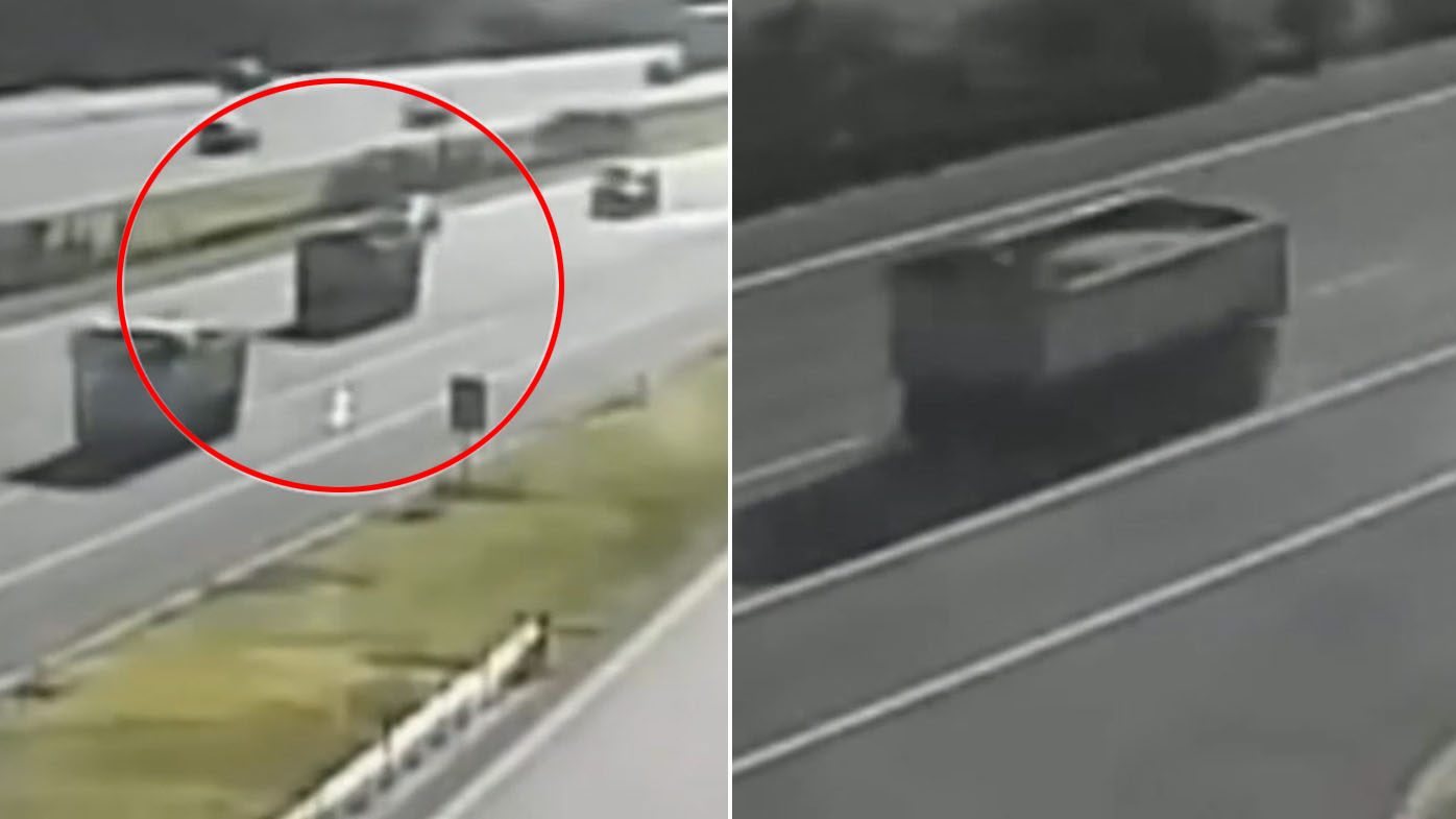 Frightening close call as runaway trailer travels down busy road
