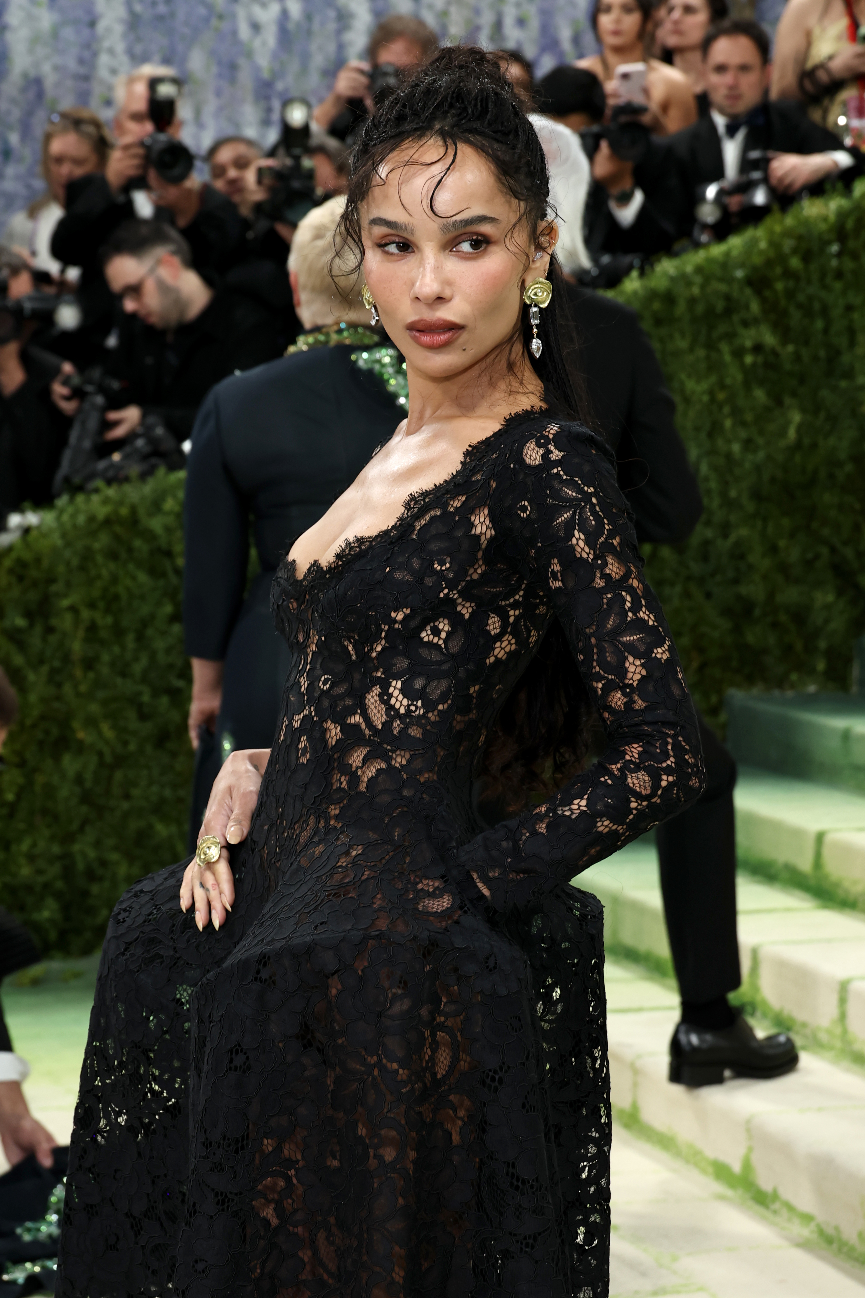 Newly engaged Zoë Kravitz hides engagement ring from Harry Styles on Met Gala red carpet