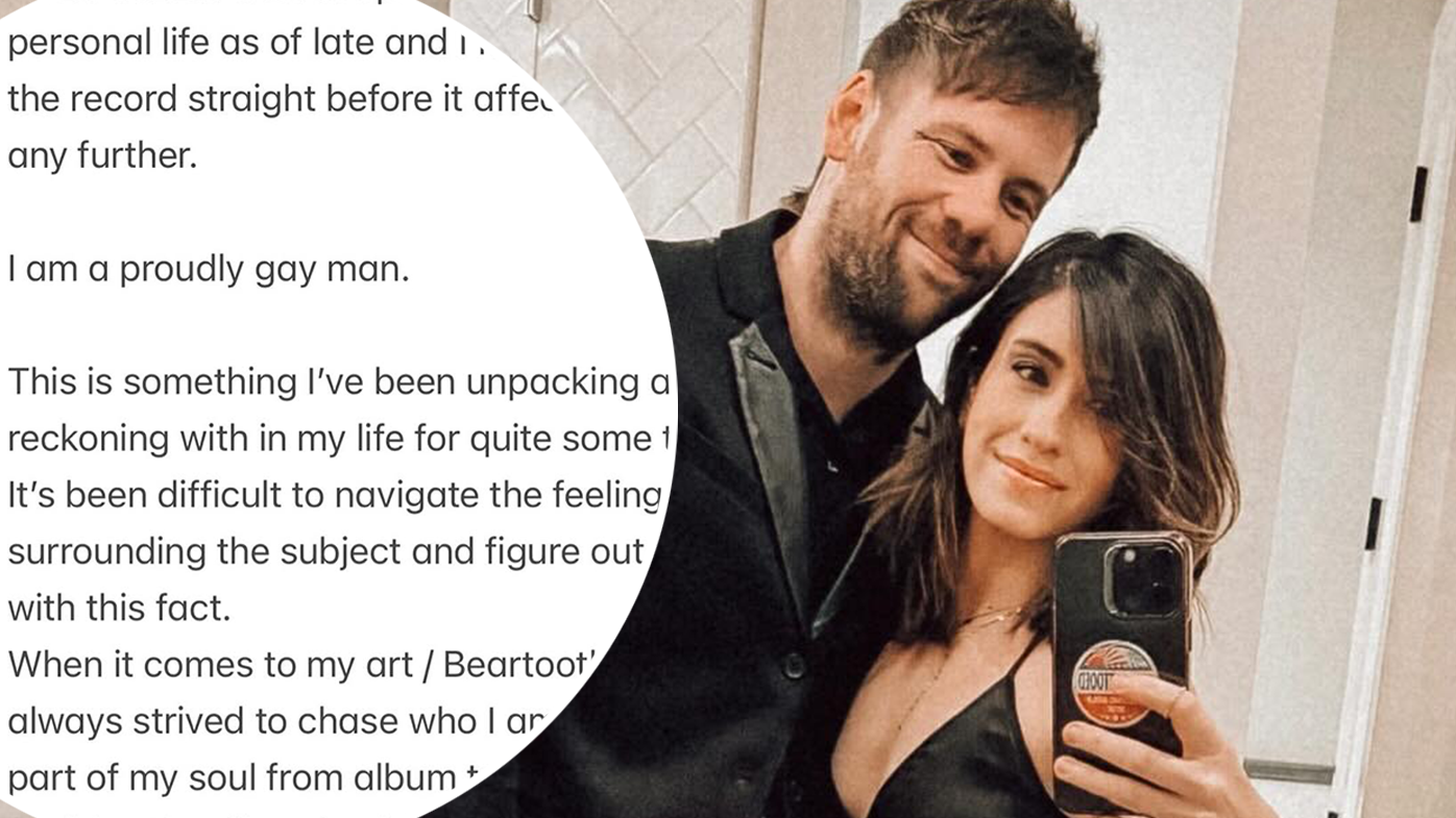 Rockstar Caleb Shomo comes out as 'proudly gay' as his wife of 14 years shares her support