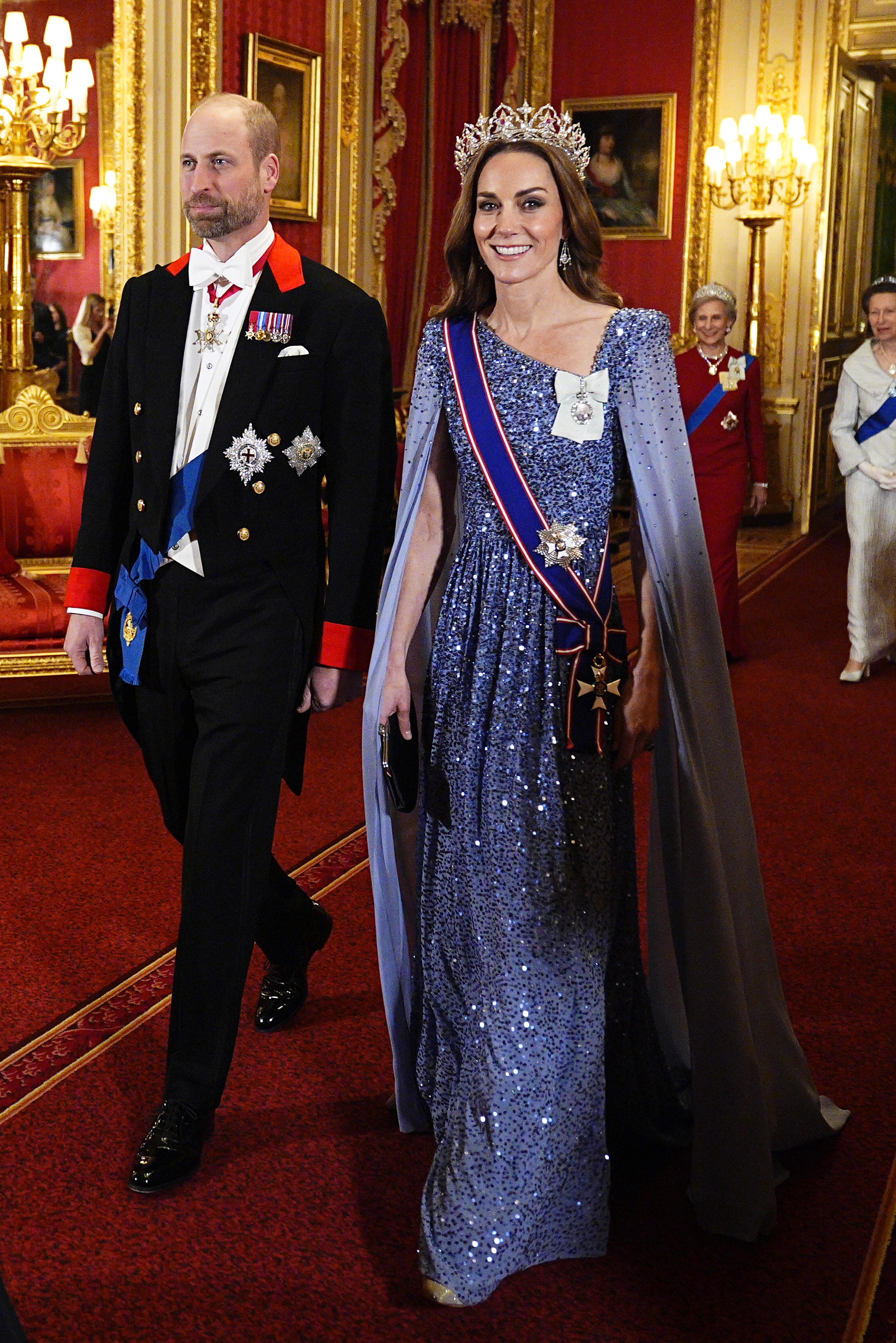 Catherine, Princess of Wales debuts rarely seen tiara with 2600 diamonds for State Banquet arrival