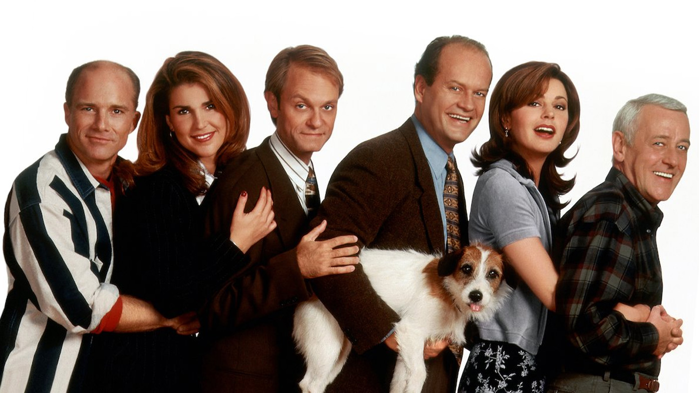 Frasier cast Then and now Kelsey Grammer, Peri Gilpin, John Mahoney