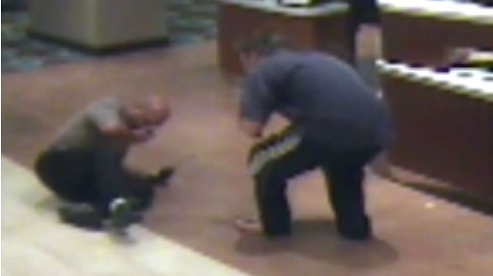 CCTV footage of Matthew Newton in a Miami hotel.