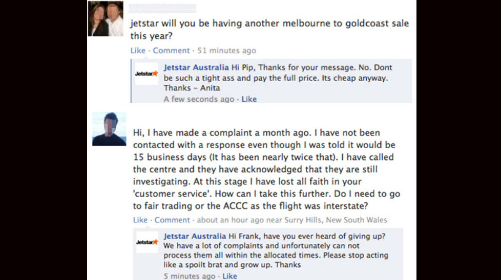 The Jetstar impersonator tormented the airline's customers on Facebook.