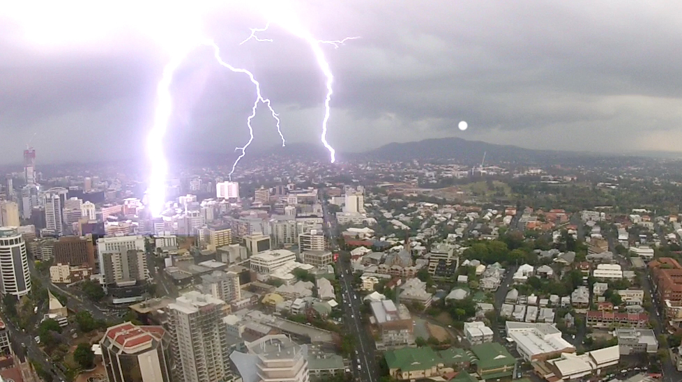 Lightning strikes over Brisbane