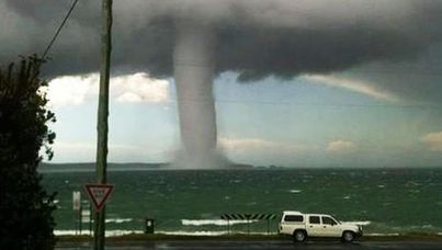 A photo of the waterspout tweeted by the NSW Rural Fire Service.