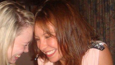 Sarah Cafferkey laughs with a friend.