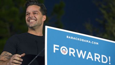 Ricky Martin campaigning for Barack Obama during the 2012 election. (AAP)