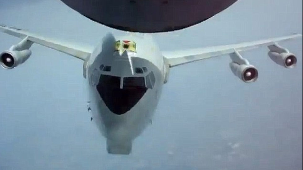 A NATO E-3 Sentry almost hit a tanker during a refueling operation.