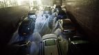 Seawater gushes into an subterranean car park in New York's financial district. (Getty)