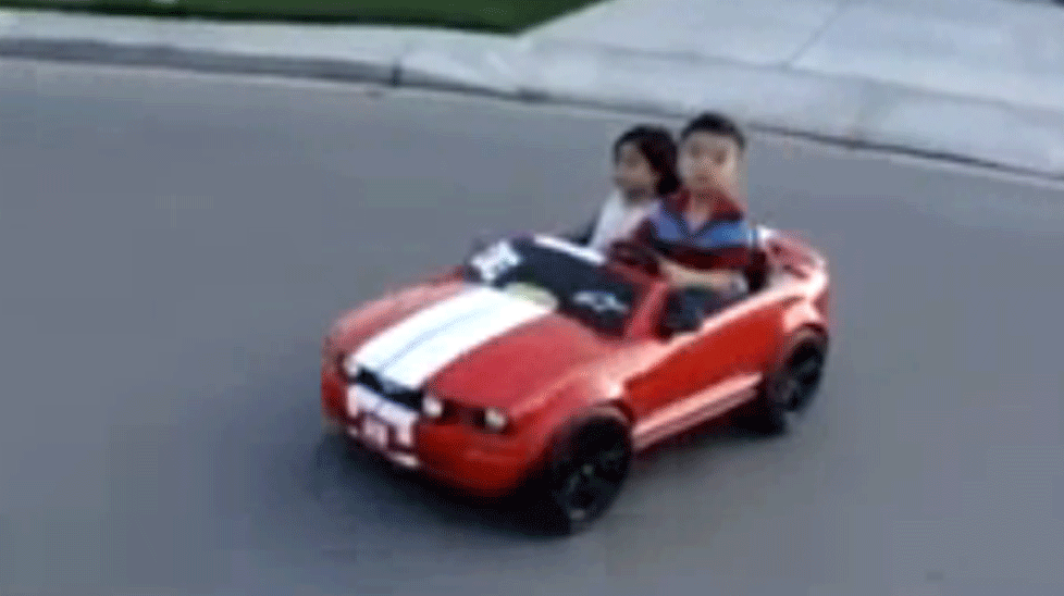 This cheeky youngster was one of many kids to try their hand at an adult pursuit.