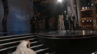 Jennifer Lawrence's fall on her way to collect the Best Actress Oscar was one of the most memorable moments at the ceremony.