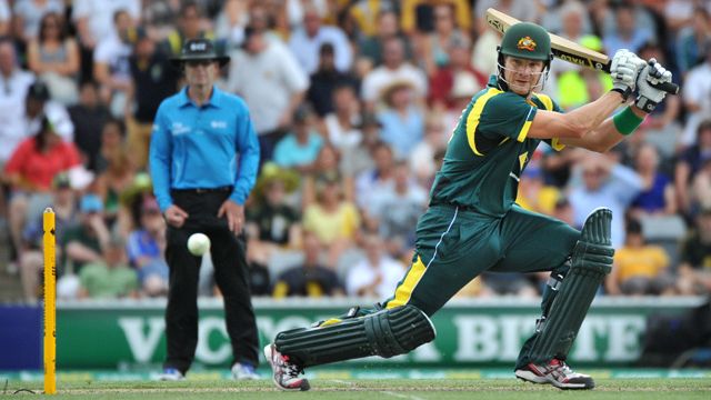 Shane Watson during the one-day international match between Australia and the West Indies yesterday.