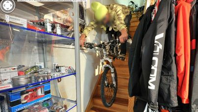 A BMX rider goes down the stairs in a Google photo of the shop.