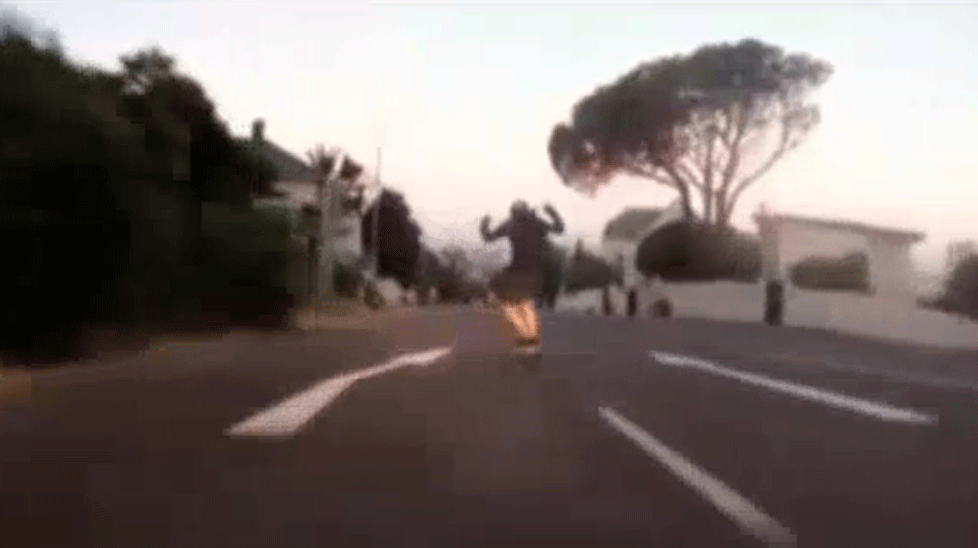 Skateboarder Decio Lourenco set off a speed camera on this high-speed ride