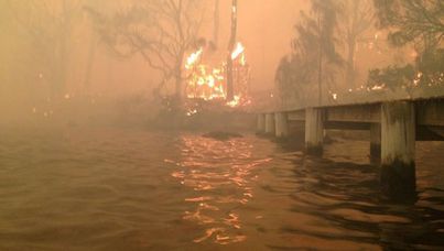 The terrifying scene the family saw from their position in the water.