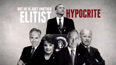 Barack Obama was labelled an 'elitist' hypocrite in a recent NRA ad. (Image supplied)