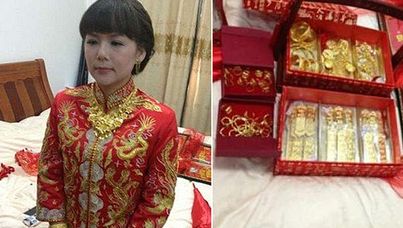 The lucky bride and some of her wedding gifts.