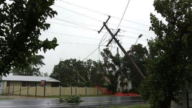 A fallen power pole in Bargara. 