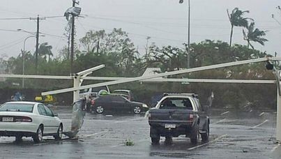 Damage at the Bargara shopping centre carpark. 